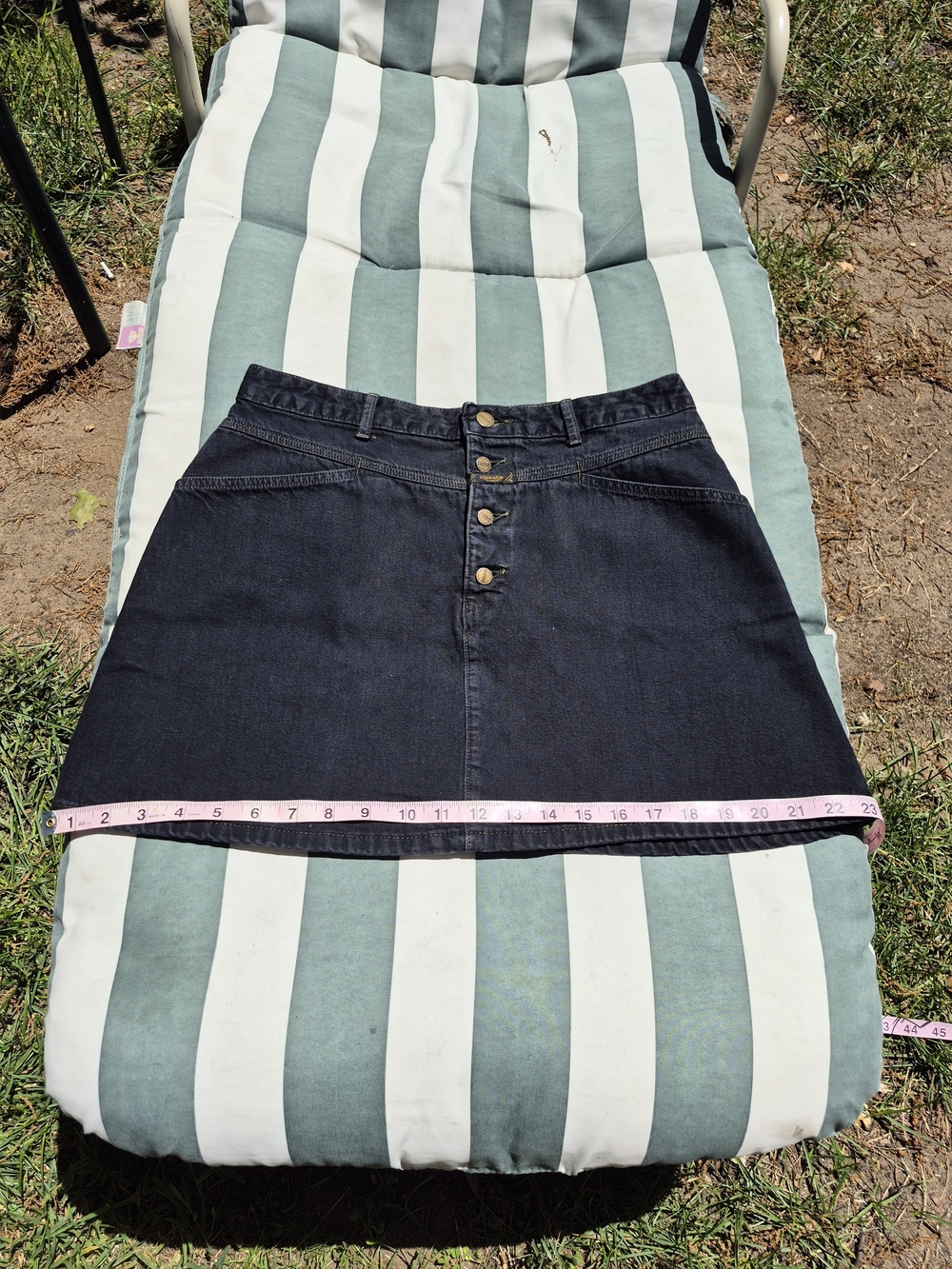 VINTAGE 90's MARITHE' FRANCOIS GIRBAUD BLK Denim Button-Front A-Line Skirt-9/10 - Picture 13 of 13